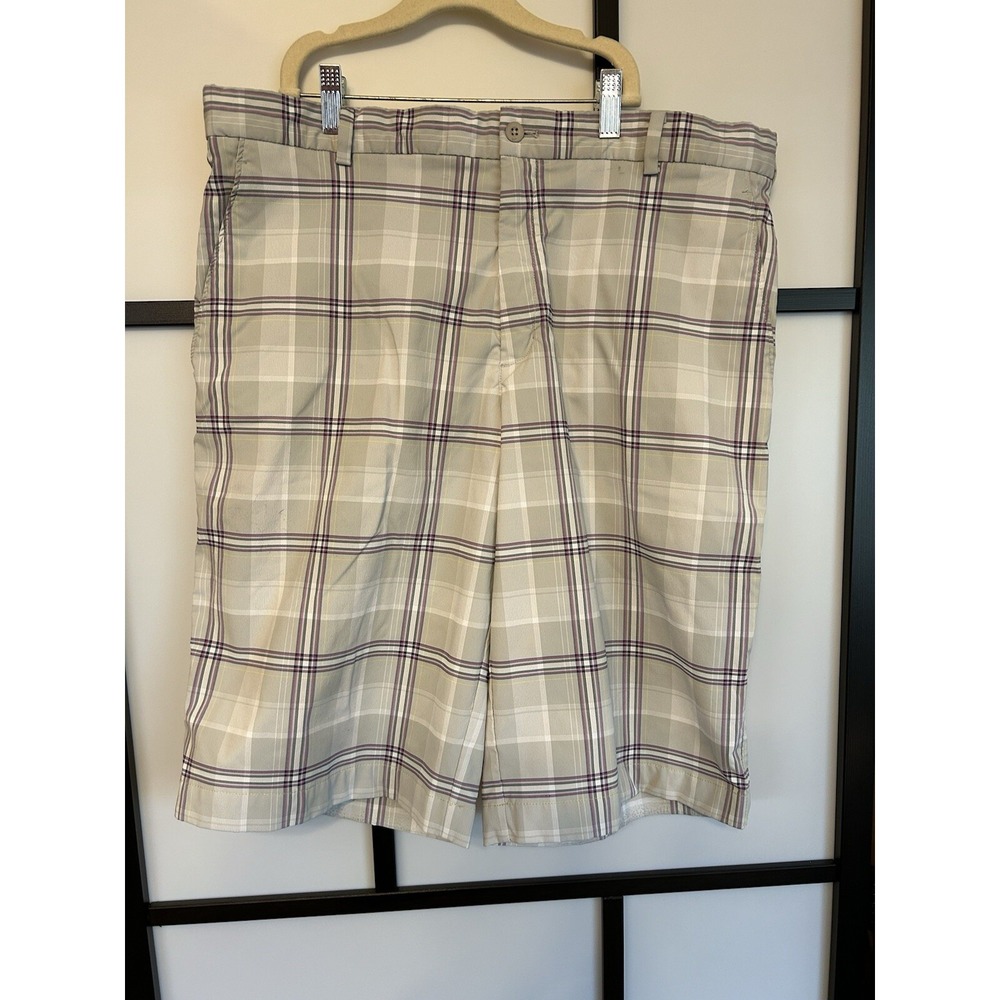 Nike Golf Shorts‎ Men's 38 Gray & Purple Plaid Dri-Fit Athletic Casual